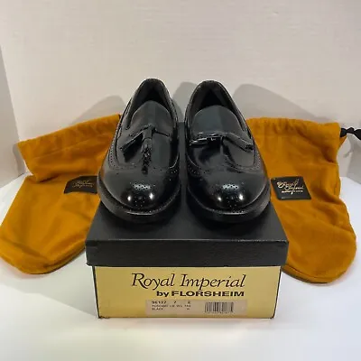 Florsheim Royal Imperial Tuscany Long Wing Tassel VTG 96137 Black Shoes Mens 7E • $125