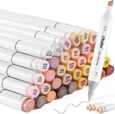 Ohuhu Skin Tone Alcohol Markers Brush Tip - Double Tipped Skin Color Markers For • $41.19