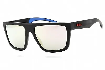 HUGO BOSS BOSS 1451/S 00VK DC Sunglasses Matte Black Blue Frame White Lens 59mm • $61.99