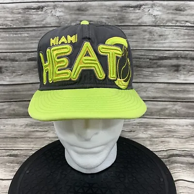 Miami Heat New Era Hardwood Classics Gray Neon Green 9Fifty Snapback Hat NBA HWC • $10