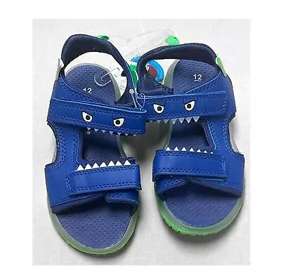 Carter S Boy S Hook & Loop Fun Light Up Sandals Blue Monster 12 • $14.95