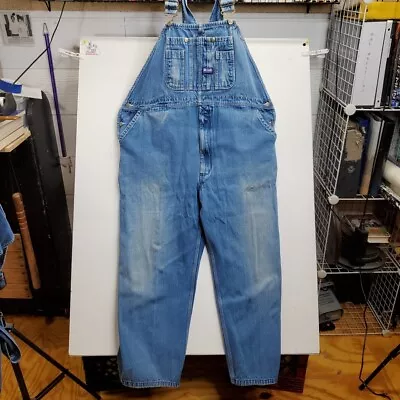 Big Smith Overalls Denim Carpenter Blue Work Farmer Mens Size 48x32 Jean Light • $24.95