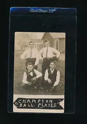 C. 1900 Real Photo Rppc Baseball Post Card Champion Ball Players Captures Era • $45