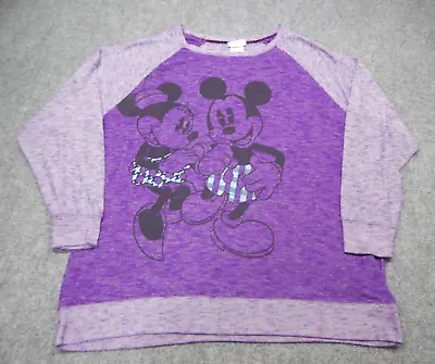 Disney Parks Authentic Mickey Minnie Sweater Womens Plus Size 1X Purple Cute • $18.38