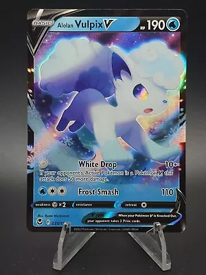 Alolan Vulpix V - 033/195 Ultra Rare Silver Tempest Pokemon TCG NM • $2.29