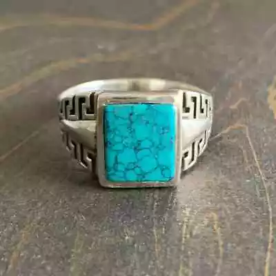 Natural Turquoise Men's Ring 925 Sterling Silver Handmade Ring Birthday Gift • $130