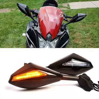 2x Motorcycle Mirrors LED Amber Turn Signal For Yamaha YZF R1 R6 R6S 600R FZR600 • $34.43