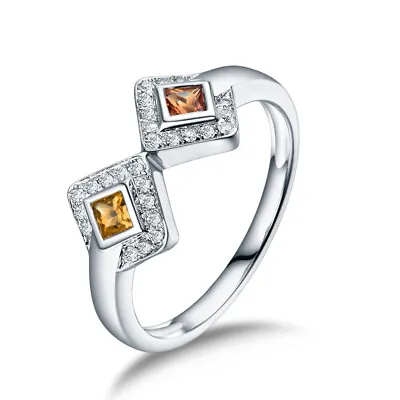 Jewelry Sets Yellow Sapphire Ring 14K White Gold Natural Diamond Women Jewelry • $498