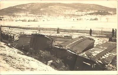 TRAIN WRECK Real Photo Postcard Rppc MILTON VERMONT VT • $30