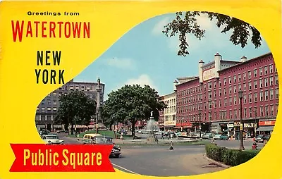 Watertown New York Public Square Old Cars W T Grant Postcard • $6.99