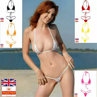 Sexy Women Micro Thong Underwear G-String Bra Set Mini Bikini Swimwear Nightwear • £5.75