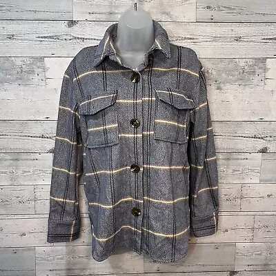 Jason Maxwell Thick Plaid Wool Blend Shacket Jacket Button Front Blue Size M • $30