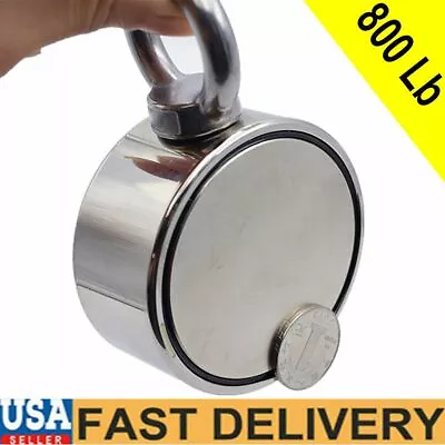 800 LBS FISHING MAGNET Upto Pull Force Strong Neodymium Or Rope Treasure Hunt • $8.36