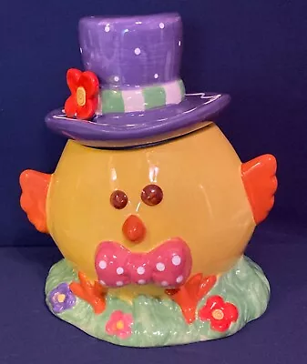 EASTER CHICK COOKIE JAR - CRACKER BARREL “FLOWER POWER” - 8.25” W X 9.75” H • $16.49