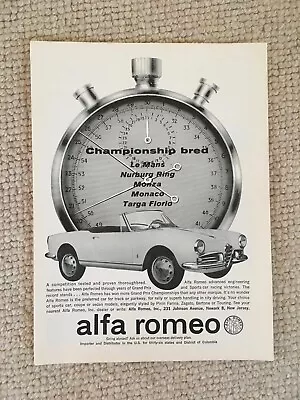 $6.17 • Buy Vintage Original Alfa Romeo Guilietta Spider Magazine Advert - US, 1960's