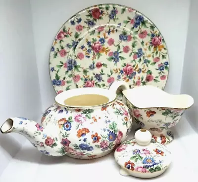 Dorset Cheery Chintz Erphila Teapot With Lid Creamer And Royal Winton Mixed Lot • $44.92