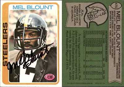 Mel Blount Signed 1978 Topps #475 Card Pittsburgh Steelers Auto AU • $14.50