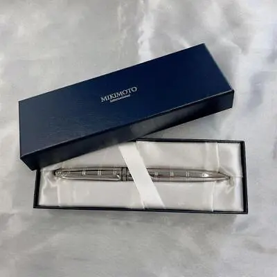 MIKIMOTO Ballpoint Pen Silver Black In Box 13549 • $89