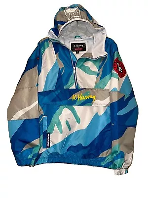 Keith Haring ^ X Members Only Men’s Size XL Camo Windbreaker Hooded Jacket NWT • $36.99