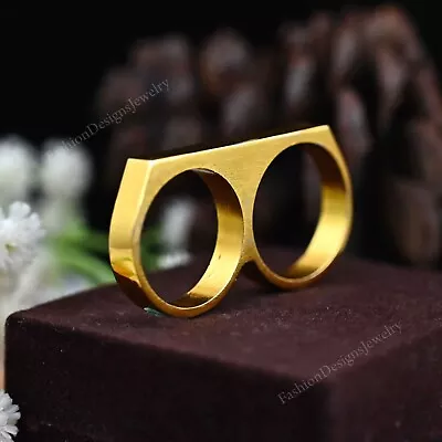 Double Ring Two Fingers Ring Statement Ring Brass RingGift • $21.25