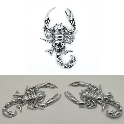 4  Metal 3D Scorpion Emblem Badge Car Motorcycle Trim Sticker Silver L/R • $11.19