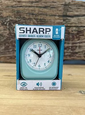 Sharp Retro Quartz Analog Ascending Alarm Clock Mint Color Battery Operated • $9.95