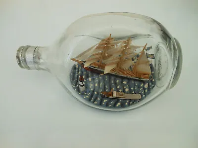 Vintage Ship In Bottle With Lighthouse And Smaller Boat - Haig Dimple Bottle • £29.99