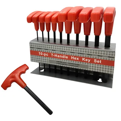 10pcs T Handle Hex Key Set Metric Or SAE T Bar Wrench Allen Allan Keys W/ Stand • $37.98
