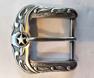 Lone Star Bar Belt Buckle Silver Tone Metal Texas Cowboy Marshal Ranger 1980s • $27.99