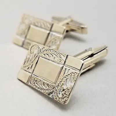 Vintage Gold On Solid Sterling Silver Cufflinks Hallmarked 1975 - 8.7g • £28.99