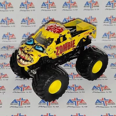 YELLOW ZOMBIE CUSTOM Hot Wheels Monster Jam Truck 1/64 On Orig Small Hub Base. • $8.99