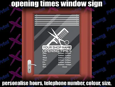 Barber Shop Window Opening Times Hours Sign Vinyl Decal Salon Hairdresser • £6.11