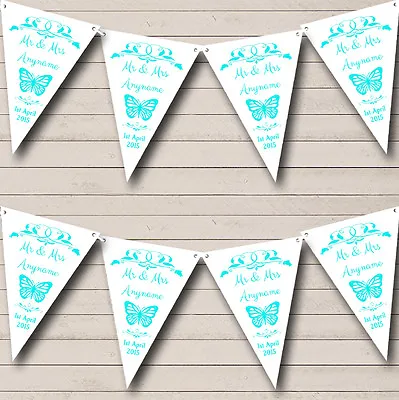 £4.99 • Buy Butterfly Engagement Butterfly Aqua Personalised Engagement Party Bunting Banner