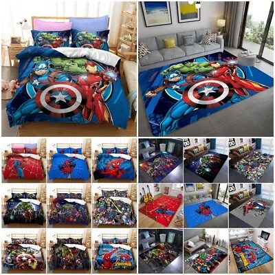 Marvel Avengers Spider Man 3D Duvet Cover Doona Bedding Set/Large Carpet Rug Mat • $33.99