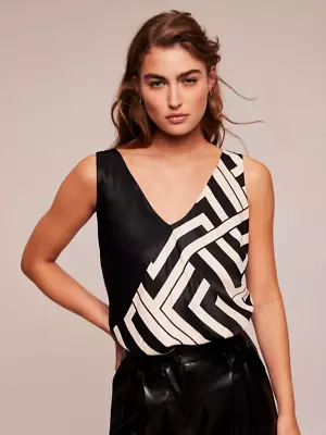 Mint Velvet Audrey Print Vest Top Black Size M BNWOT • £6.99