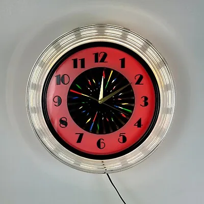 Rare Vintage Mid-Century Modern Large Lighted Kaleidoscope Wall Kitchen Clock • $699