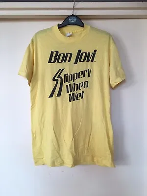 £150 • Buy Vintage Bon Jovi ‘slippery When Wet’ 1986 Promo T-shirt -l- **very Rare**