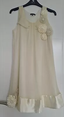 £1.99 • Buy Sasperilla Cream Sleeveless Micro Pleat Satin Short Occasion Party Dress 12