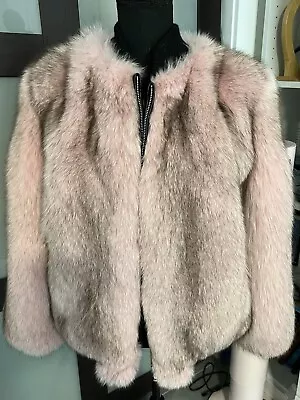 New Gorgeous Ladies Pink Real White Fox Fur Jacket Coat- S-M! • $1099