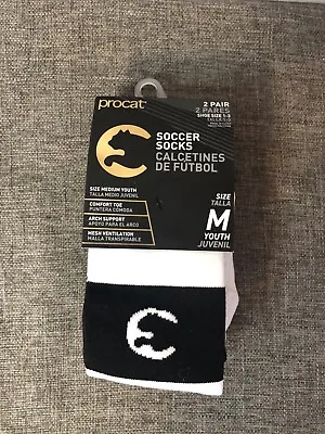 Youth Puma ProCat Black White  Soccer Socks Size Medium 2 Pack Shoe Size 1-3 • $11.99