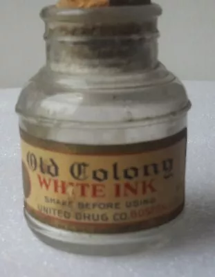 Antique Old Colony United Drug Co Paper Label Cork Stopper Ink Bottle • $9.99