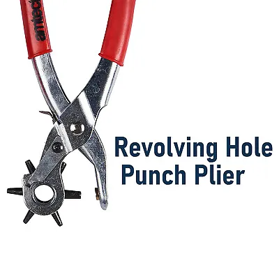 Revolving Leather Hole Punch Rivet Belt DIY Puncher Multi Sized Plier Tool • £6.59