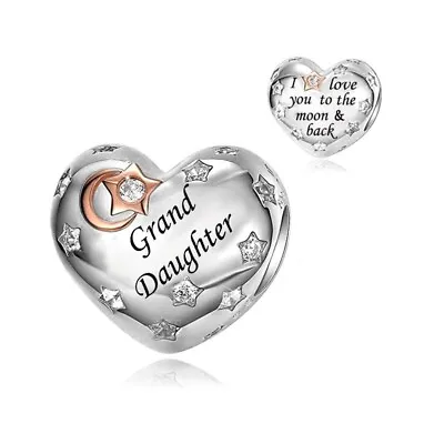 $31.99 • Buy S925 Silver & Rose Gold Love You To Moon & Back Granddaughter Charm -YOUnique