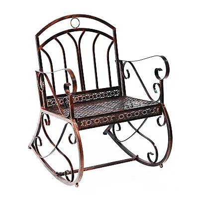 Outsunny Rocking Chair Outdoor Metal Vintage Style Garden Seat For Patio Bronze • £65.99