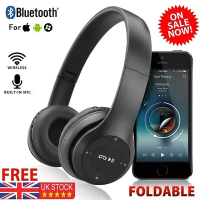 Wireless Bluetooth Headphones With Noise Cancelling Over-Ear Stereo Earphones UK • £6.69