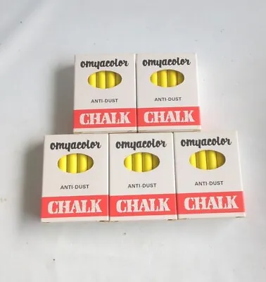 5 Vintage New Anti-Dust Yellow Dustless Chalk Like Crayola Omyacolor Prop Cheap  • $29.99