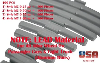 400 LEAD ASSORTMENT CLIP-ON WHEEL WEIGHT BALANCE MC STYLE 0.25 0.50 0.75 1.00 Oz • $67.75