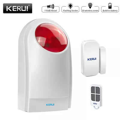 KERUI 110DB Loud Alarm Wireless Strobe Flashing Siren Outdoor Alarm System Kit • $19.99