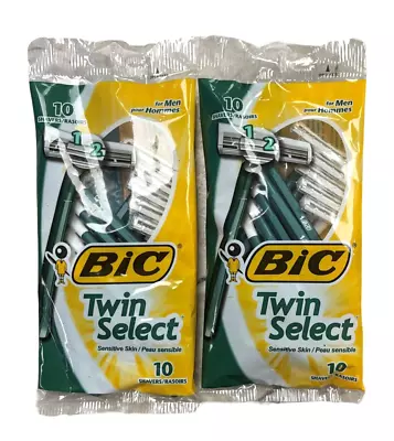 BIC TWIN SELECT Razors Men's Sensitive 10 Count  ( 2 Pack ) Green • $12.95