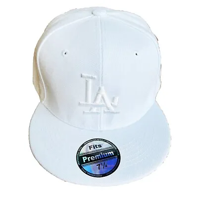 Mens Los Angeles LA Dodgers Baseball Cap Fitted Hat Multi Size White NEW • $14.95